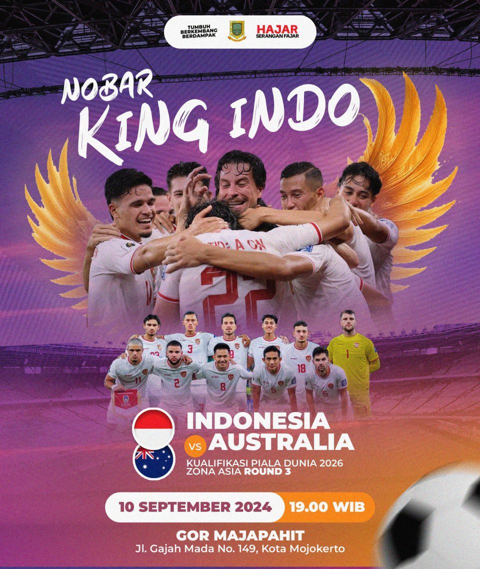 Ayo Dukung Timnas, Mas Pj. Walikota Ali Kuncoro Mengajak Warga Kota Nobar di GOR Seni&nbsp;Mojopahit
